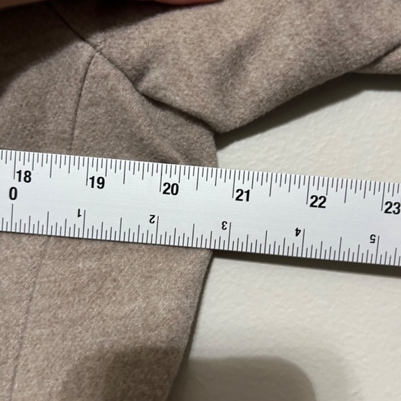 H&M Women's Pea Coat Jacket 12 Taupe Beige Casual Double Breast Button High Neck - Picture 10 of 14